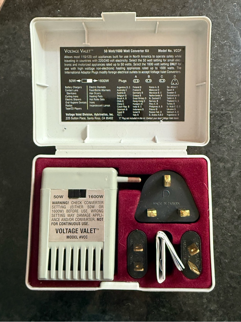 Voltage Valet Portable Voltage Converter Kit - White Model VCCP 50 and 1600 Watt